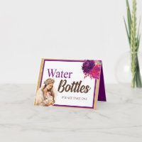 Purple Boho Baby Shower Water Bottle Table