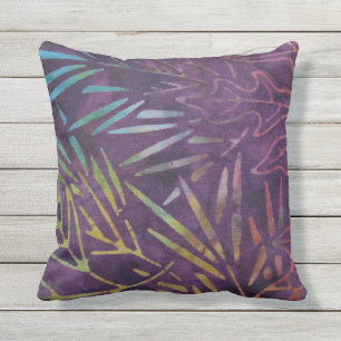 Purple Boho Batik Foliage Pattern Cushion