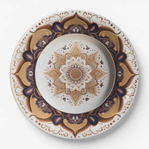 Purple Boho Chic Porcelain China Design Paper Plate
