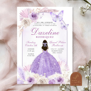 Purple Boho Chic Quinceanera Invitation