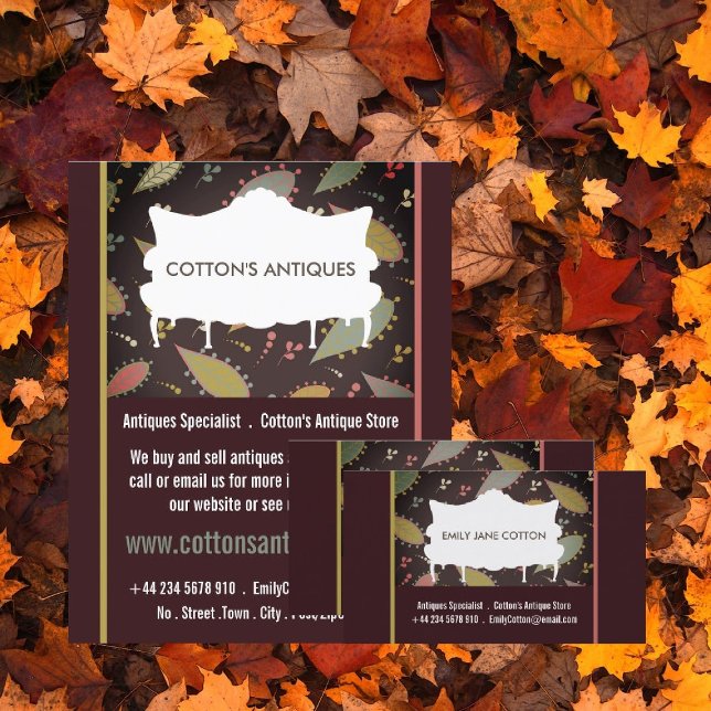 Purple Boho Chic Sofa, Antique Dealer Business Card (Creator Uploaded)