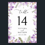 Purple Boho Floral Wedding Table Number<br><div class="desc">Designed to co-ordinate with our Pressed Floral Lavender Wedding collection,  this customisable Table Number Card features ditsy watercolor florals with delicate greenery vines,  paired with a modern script font. Perfect for any season. To make advance changes,  select Personalise -> Edit using Design tool.</div>