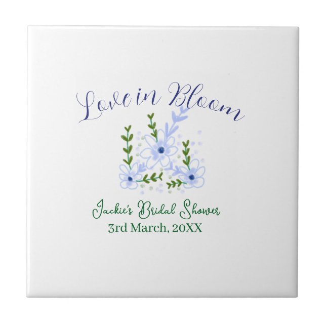 Purple boho love in Bloom bridal shower name retro Ceramic Tile (Front)