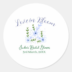 Purple boho love in Bloom bridal shower name retro Classic Round Sticker