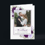 Purple Boho Roses & Photo Elegant Wedding Program<br><div class="desc">This beautiful folded wedding program features an elegant yet rustic boho chic design. The front has a welcome along with your photo surrounded by a bevy of hand painted watercolor roses in shades of purple, plum, and lavender. Inside is space for the order of the ceremony and reception on the...</div>