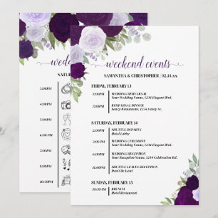 Purple Boho Roses Wedding Events & Timeline Program
