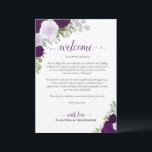 Purple Boho Roses Wedding Welcome & Itinerary Program<br><div class="desc">These beautiful cards are designed to welcome your guests and special members of your wedding party. The rustic boho chic design includes hand painted watercolor roses, eucalyptus leaves, and garden greenery in shades of purple, plum, and lavender. The front has space for a welcome message, and on the back is...</div>