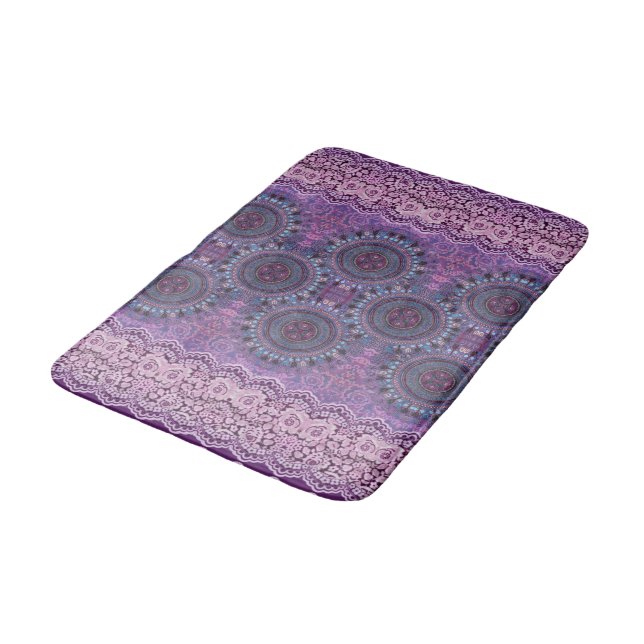 Purple Boho Style Bath Mat (Angled)