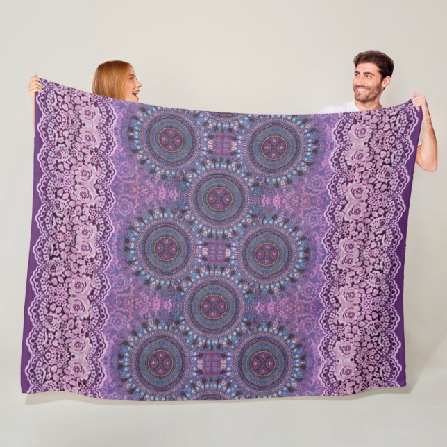 Purple Boho Style Fleece Blanket (In Situ)