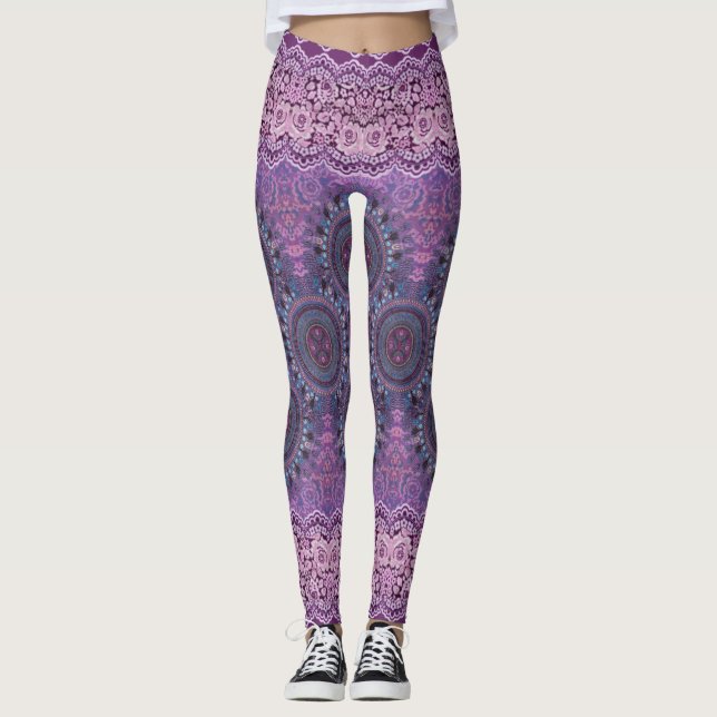 Purple Boho Style Leggings (Front)