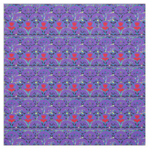 Purple Boho Sunrise Red Flowers Fabric