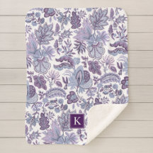 Purple Boho Vintage Floral Monogram
