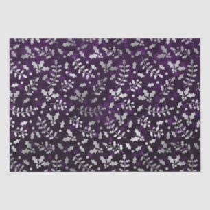 Purple Bokeh and Silver Foil Christmas Holly Tissue Paper