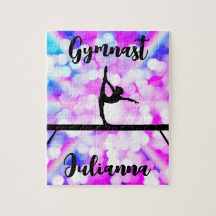 Purple Bokeh Blast Gymnastics Beam Personalised  Jigsaw Puzzle