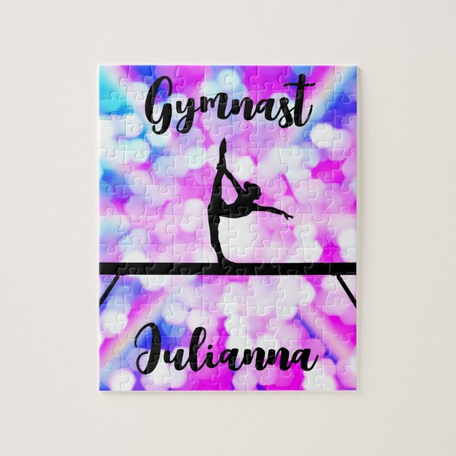 Purple Bokeh Blast Gymnastics Beam Personalised  Jigsaw Puzzle (Vertical)