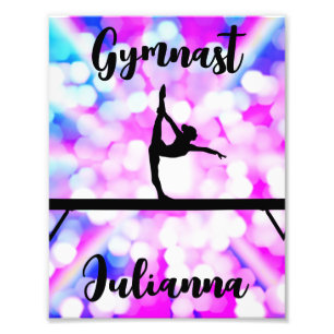 Purple Bokeh Blast Gymnastics Beam Personalised   Photo Print
