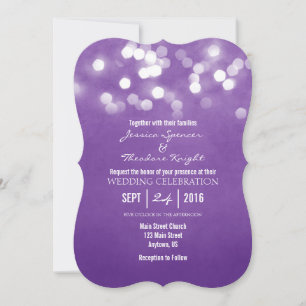 Purple Bokeh Glitter Lights Wedding Invitation