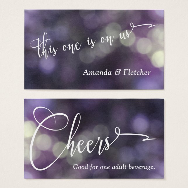 Purple Bokeh Light & Typography 32 Drink Tickets (Front & Back)