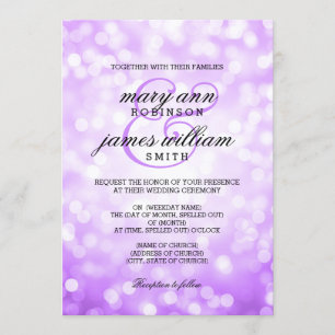 Purple Bokeh Lights Elegant Wedding Invitation