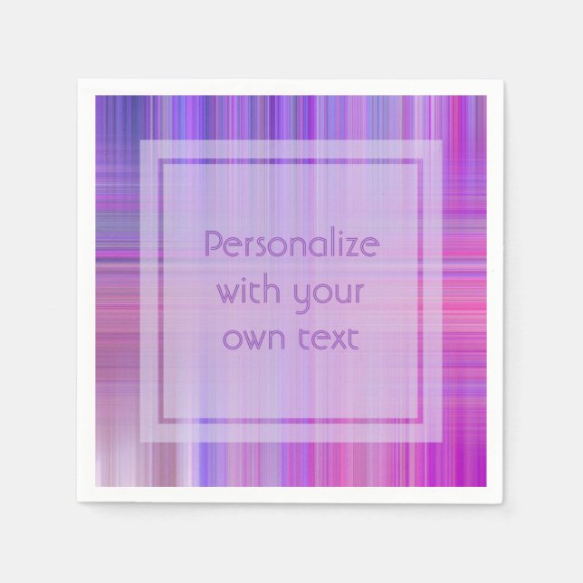 Purple Bokeh Plaid Custom Text Napkin (Front)