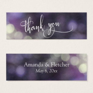 Purple Bokeh Wedding Thank You Favour Tag Card