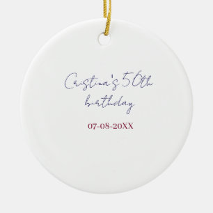 purple bold 50 birthday anniversary add name date  ceramic ornament