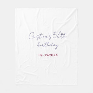 purple bold 50 birthday anniversary add name date fleece blanket