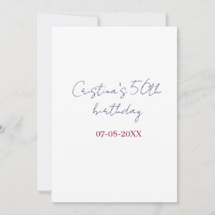purple bold 50 birthday anniversary add name date  invitation