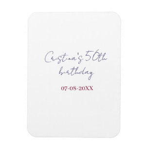 purple bold 50 birthday anniversary add name date magnet