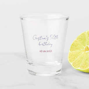 purple bold 50 birthday anniversary add name date shot glass