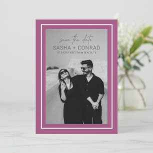 Purple Bold Border Photo Modern Wedding Save The Date