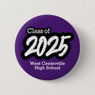Purple Bold Brush Class of 2025 Button