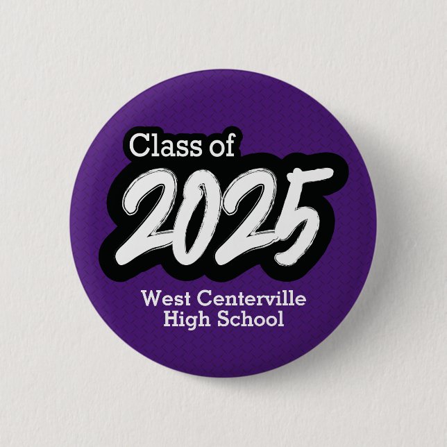 Purple Bold Brush Class of 2025 Button (Front)