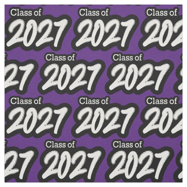 Purple Bold Brush Class of 2027 Fabric (Swatch)