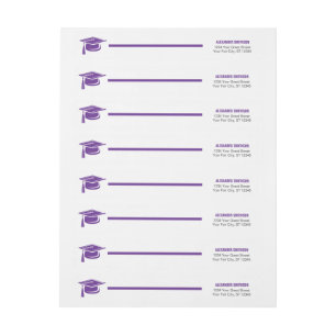 Purple Bold Cap Graduation Wrap Around Label