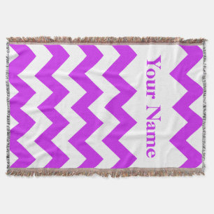Purple Bold Chevron with custom name Throw Blanket