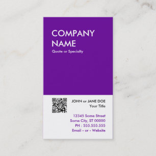 purple bold design your own QR code Business Card
