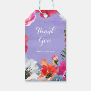 Purple Bold Painted Floral Pop Chic Party Favour Gift Tags