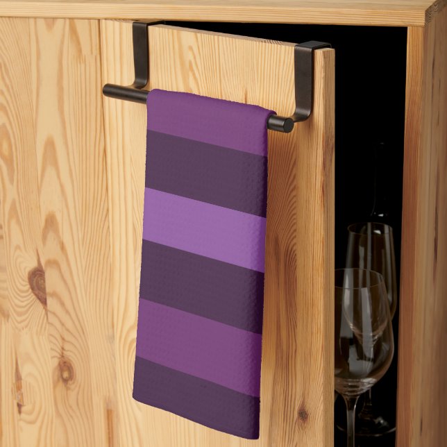 Purple Bold Stripes  Tea Towel (Thirds Fold)