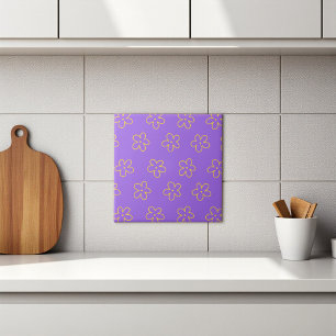 Purple Bold Y2K Wildflower Vibrant Spring Decor Ceramic Tile