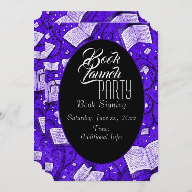 Purple Book Launch Party Invitation (Front/Back)