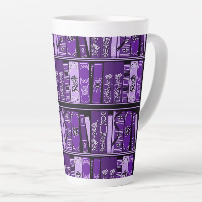 Purple Book Shelves Vintage Books  Latte Mug (Right Angle)