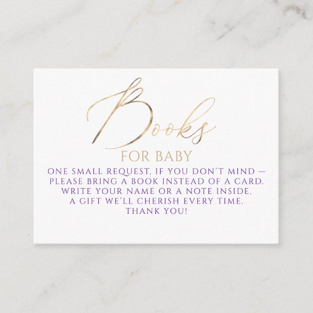 Purple Books For Baby Request Enclosure Card (Front)