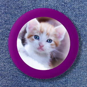 Purple Border Family Photo 6 Cm Round Badge