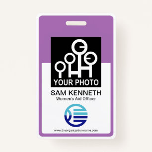 Purple Border Frame Employee Photo Template ID ID Badge