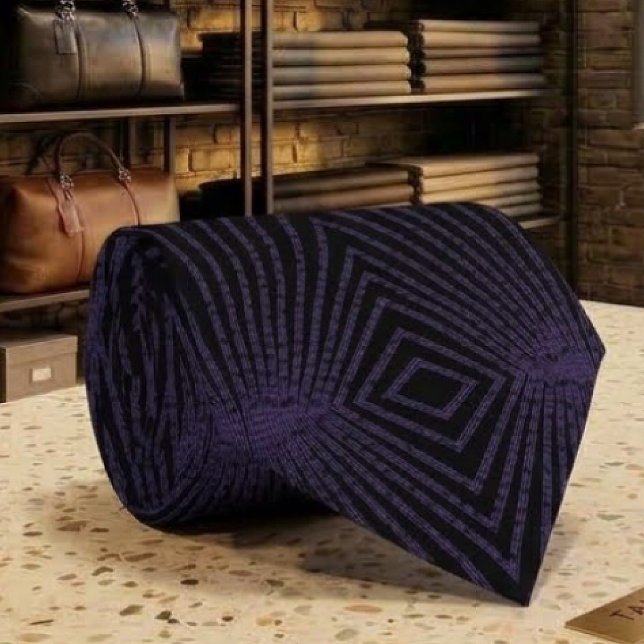 Purple Border On Black Symmetrical Repeat Pattern Tie (Creator Uploaded)