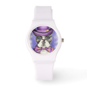 Purple Boston Terrier Detective Watch