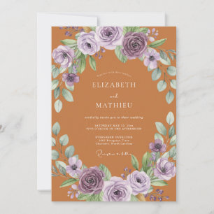Purple Botanical Arch Wedding Invitation