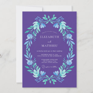 Purple Botanical Garland Wedding Invitation