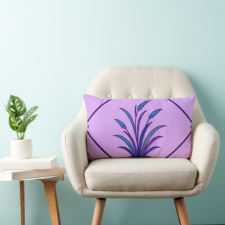 Purple Botanical Grass Design | Modern Decorative Lumbar Cushion